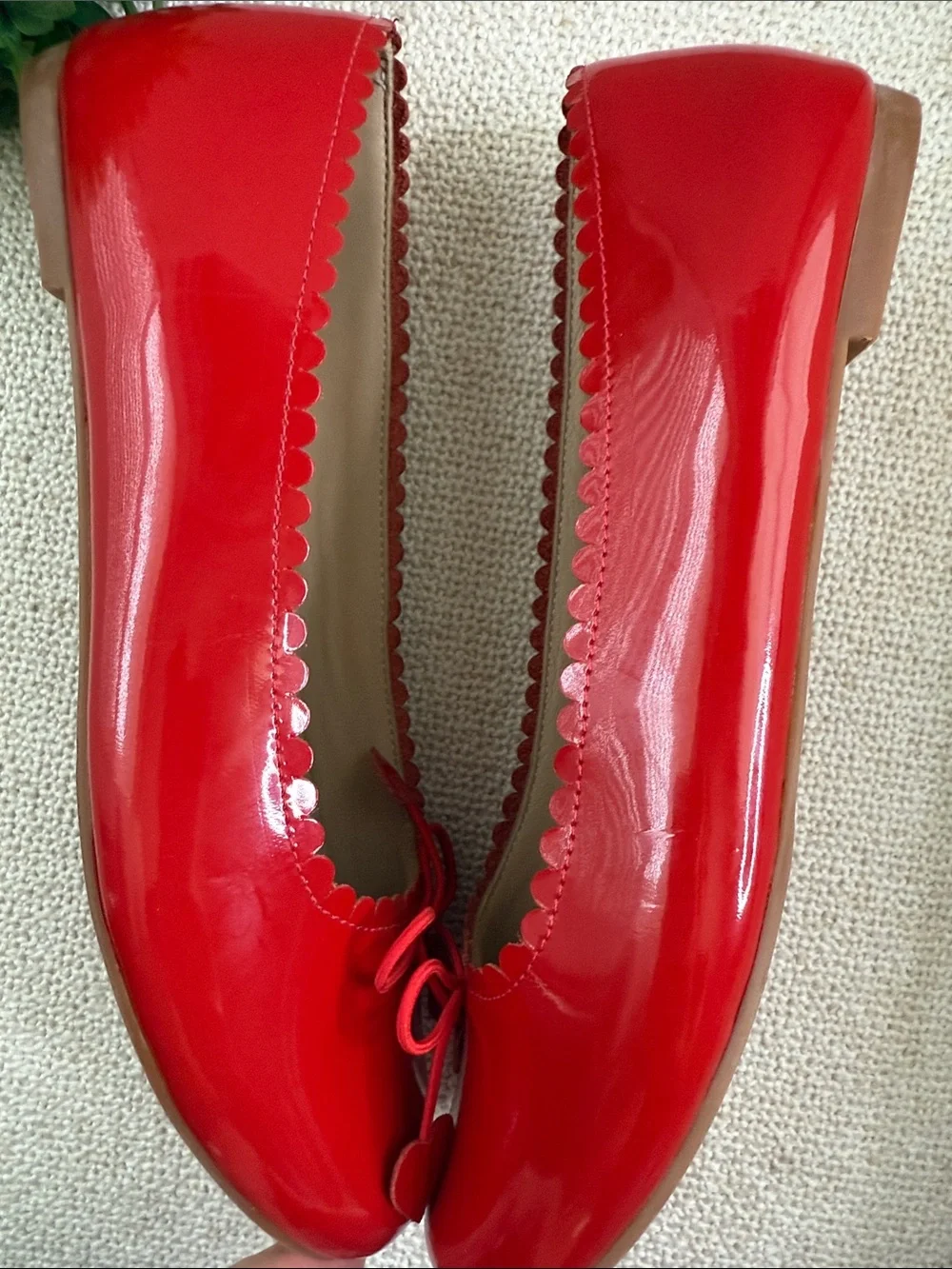 Elephantito Red Heart-Trim Patent Leather Ballet Flats Big girl size 5